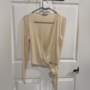 9- TART Cream Ribbed V-Neck Full Wrap Top